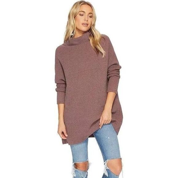 Free People Ottoman Slouchy Tunic Size Small oversized sweater ribbed knit mock - Picture 1 of 12